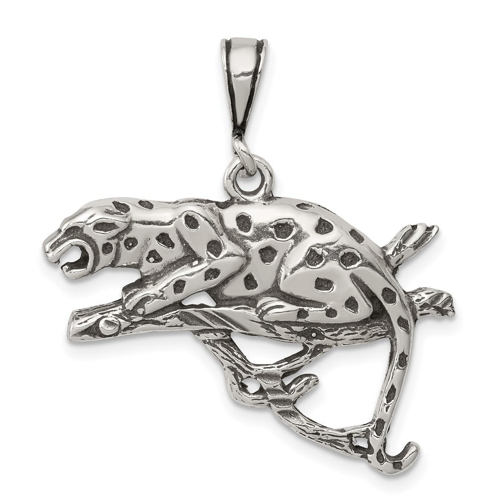 Sterlingsilber Antikisiert & Strukturiert Leopard auf Branch Anhänger