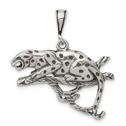 Sterlingsilber Antikisiert & Strukturiert Leopard auf Branch Anhänger