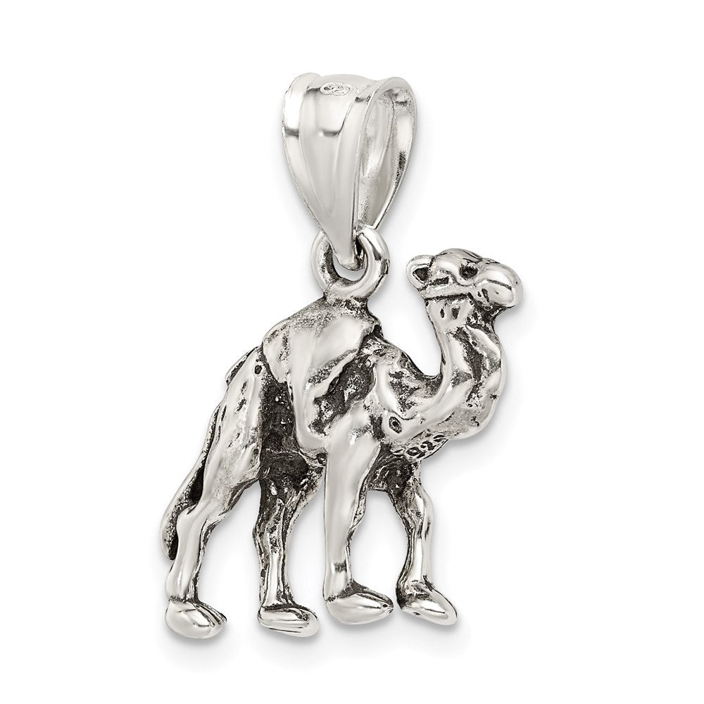 Sterlingsilber Antikisiert 3-d Camel Wendbar Anhänger