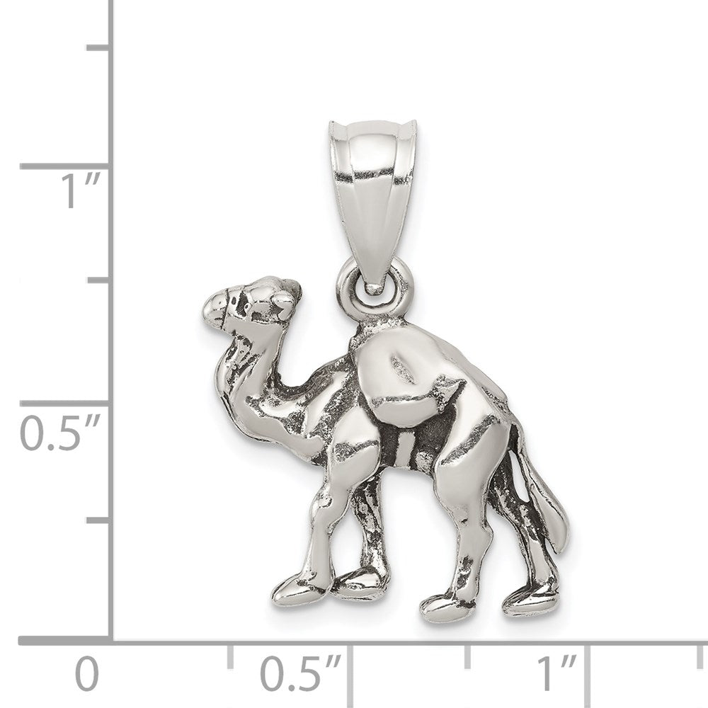 Sterlingsilber Antikisiert 3-d Camel Wendbar Anhänger