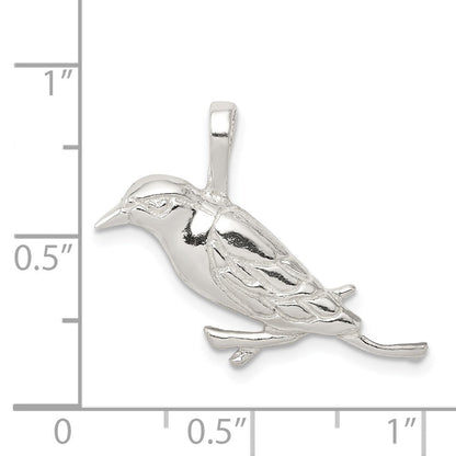 Sterlingsilber Poliert Perched Vogel Kette Anhänger