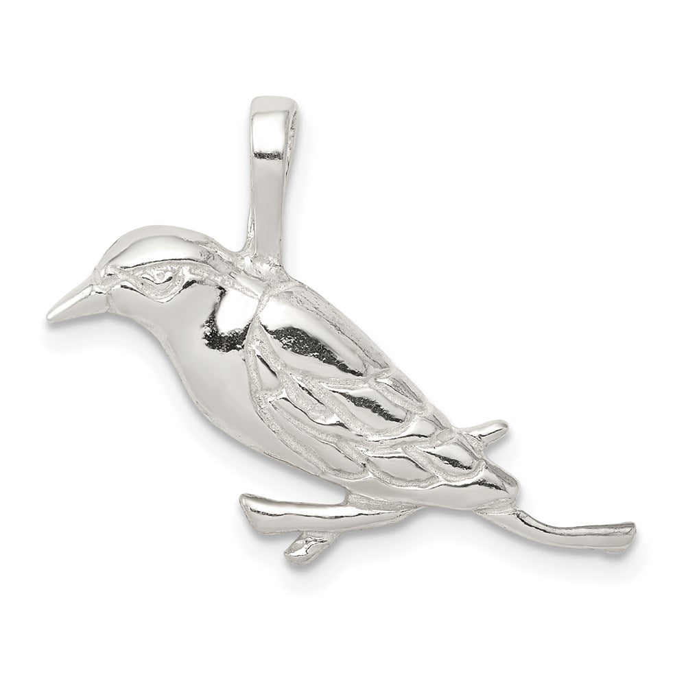 Sterlingsilber Poliert Perched Vogel Kette Anhänger