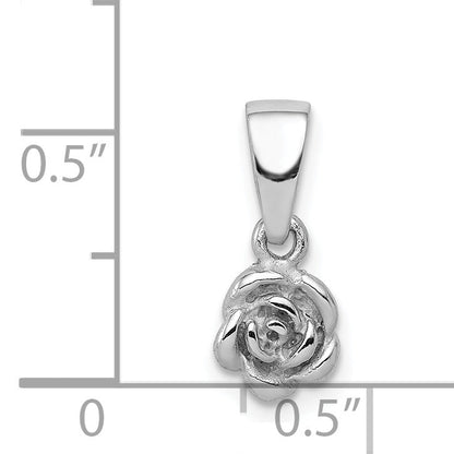 Sterlingsilber Rhodiniert Childrens Strukturiert Rose Anhänger