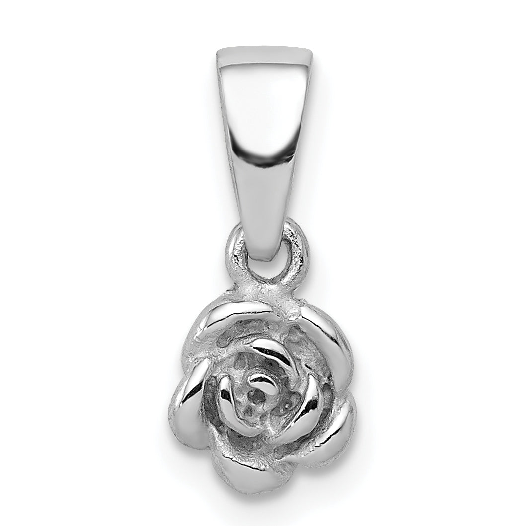 Sterlingsilber Rhodiniert Childrens Strukturiert Rose Anhänger