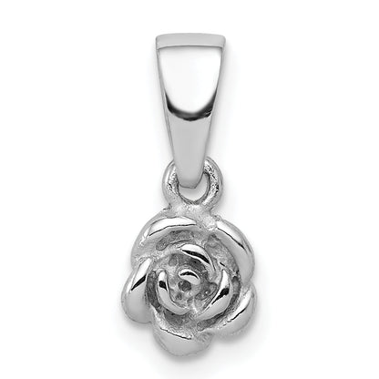 Sterlingsilber Rhodiniert Childrens Strukturiert Rose Anhänger