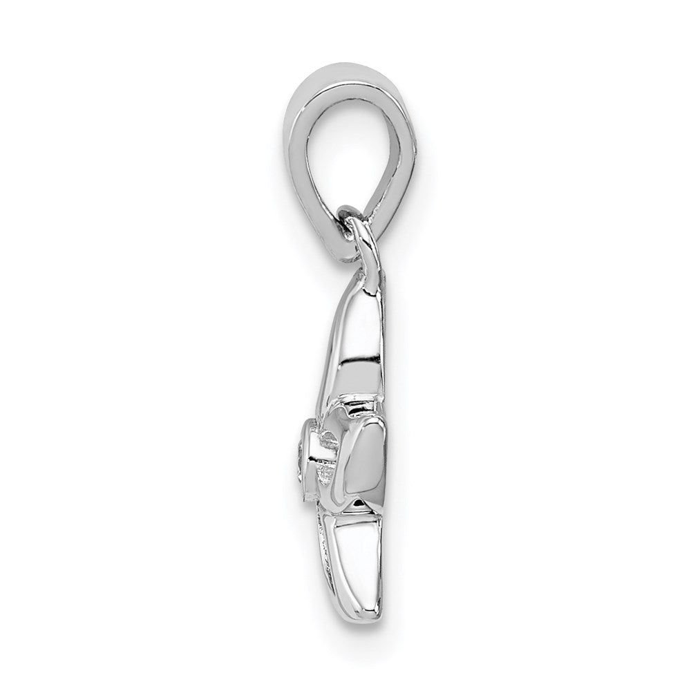 Sterlingsilber Rhodiniert Blume mit Zirkonia Anhänger