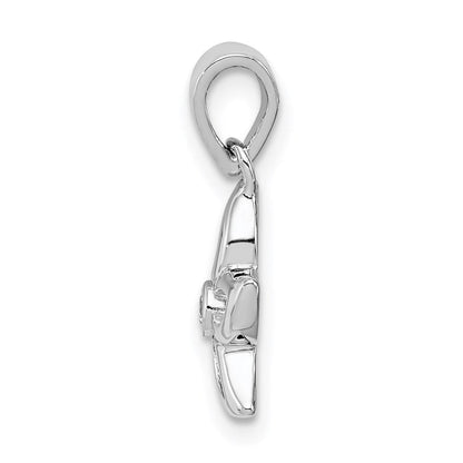 Sterlingsilber Rhodiniert Blume mit Zirkonia Anhänger