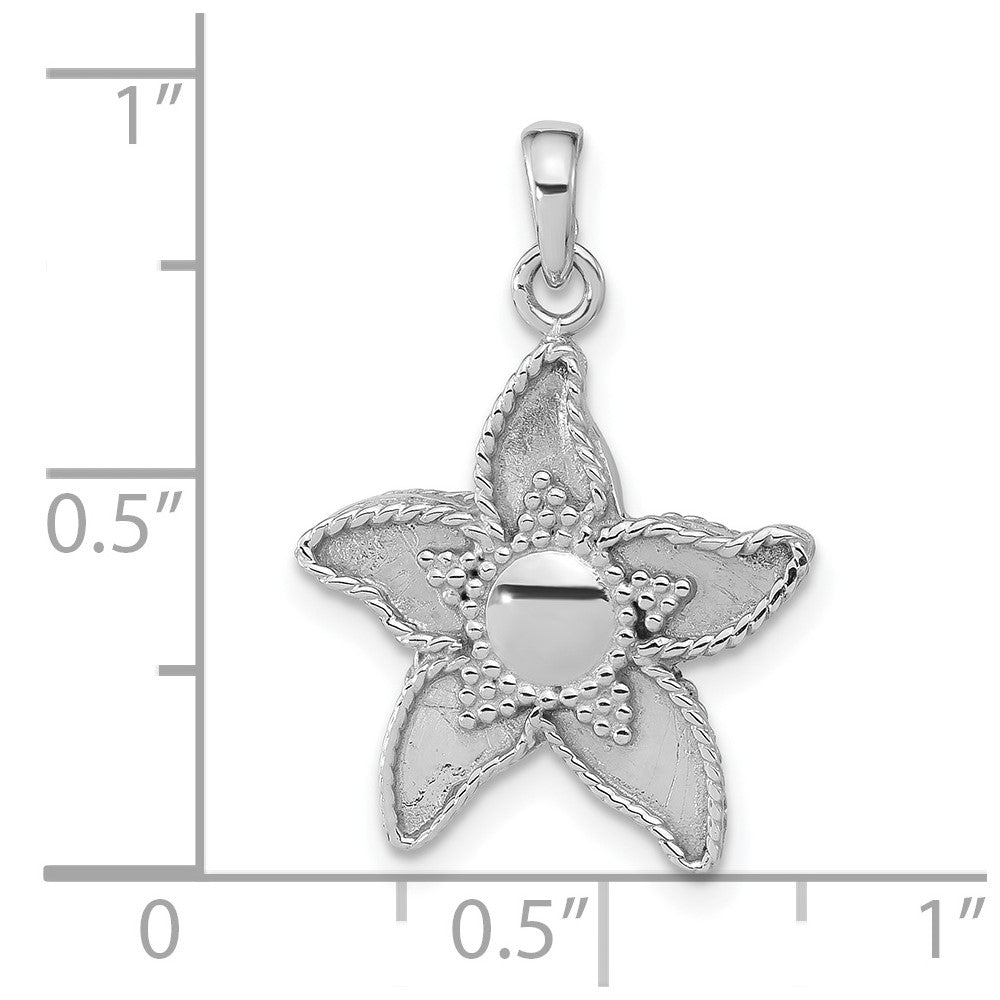 Sterlingsilber Poliert & Antikisiert Blume Anhänger