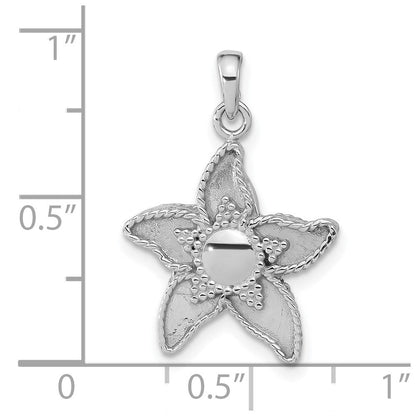Sterlingsilber Poliert & Antikisiert Blume Anhänger