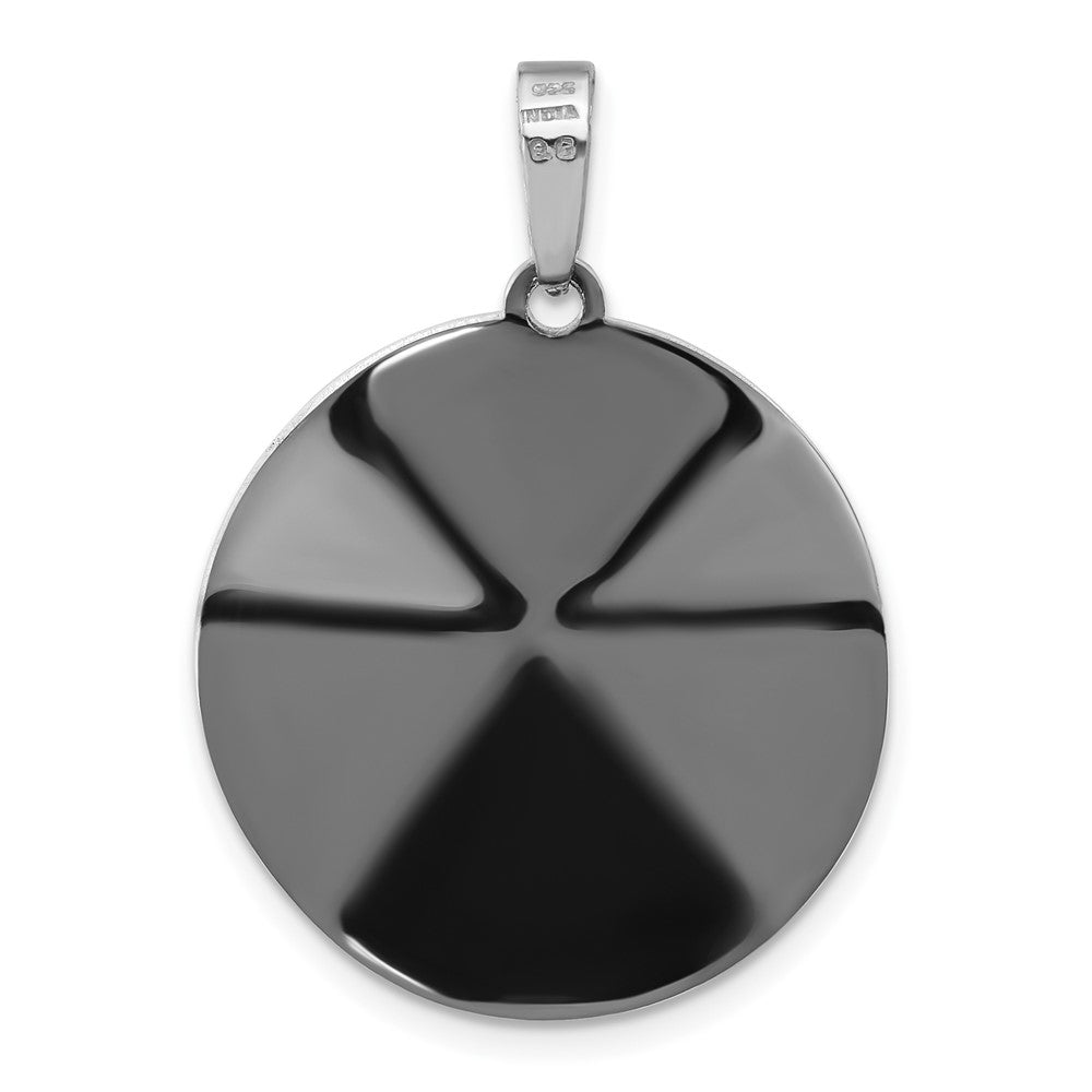 Sterlingsilber Diamantiert Satiniert Rutheniumbeschichtet Blume Anhänger