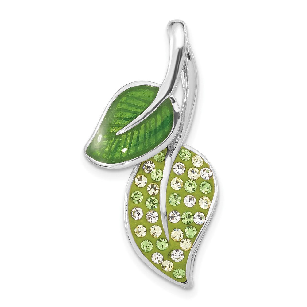 Sterlingsilber Preciosa Kristall & Emailliert Grün Leaves Anhänger