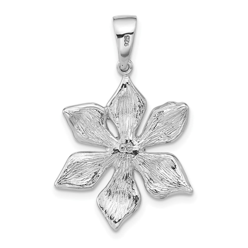 Sterlingsilber Poliert Grün Preciosa Kristall & Emailliert Blume Anhänger