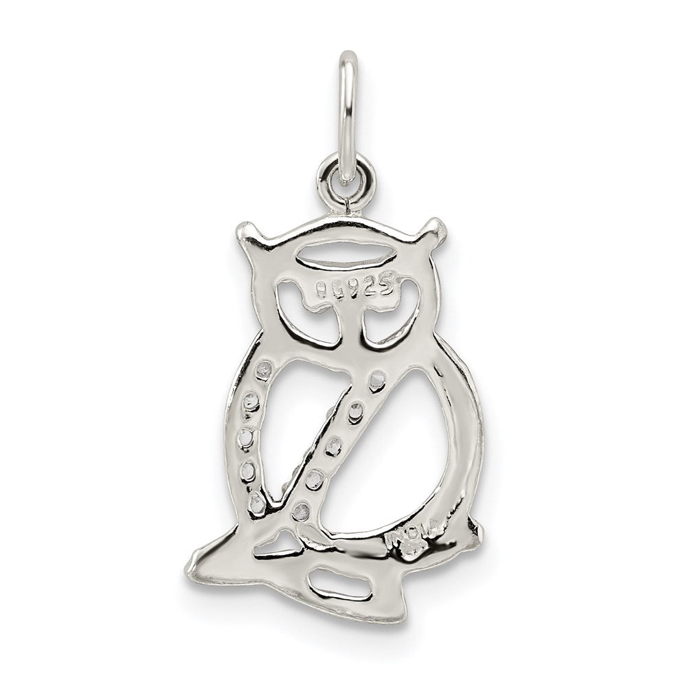 Sterlingsilber Siler Poliert Zirkonia Eule Anhänger