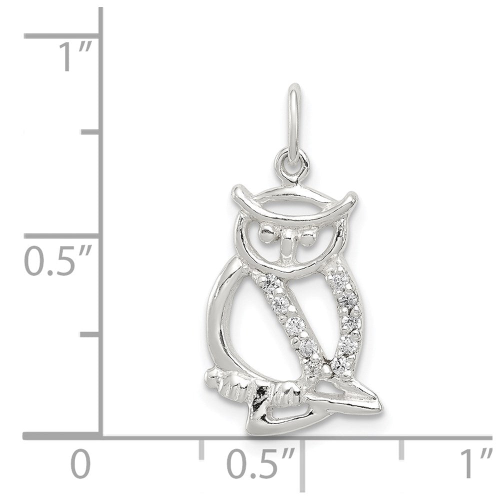 Sterlingsilber Siler Poliert Zirkonia Eule Anhänger