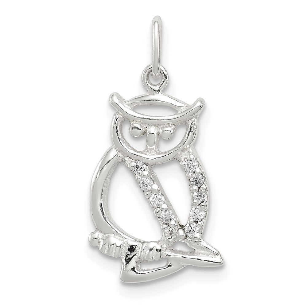 Sterlingsilber Siler Poliert Zirkonia Eule Anhänger