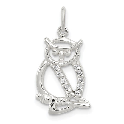 Sterlingsilber Siler Poliert Zirkonia Eule Anhänger
