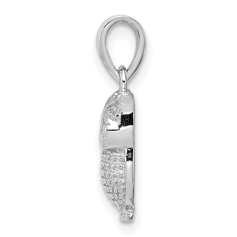 Sterlingsilber Rhodiniert mit Blau Glas Eule Anhänger