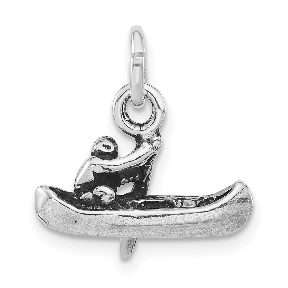 Sterlingsilber Antikisiert 3d Man Rowing Boot Anhänger