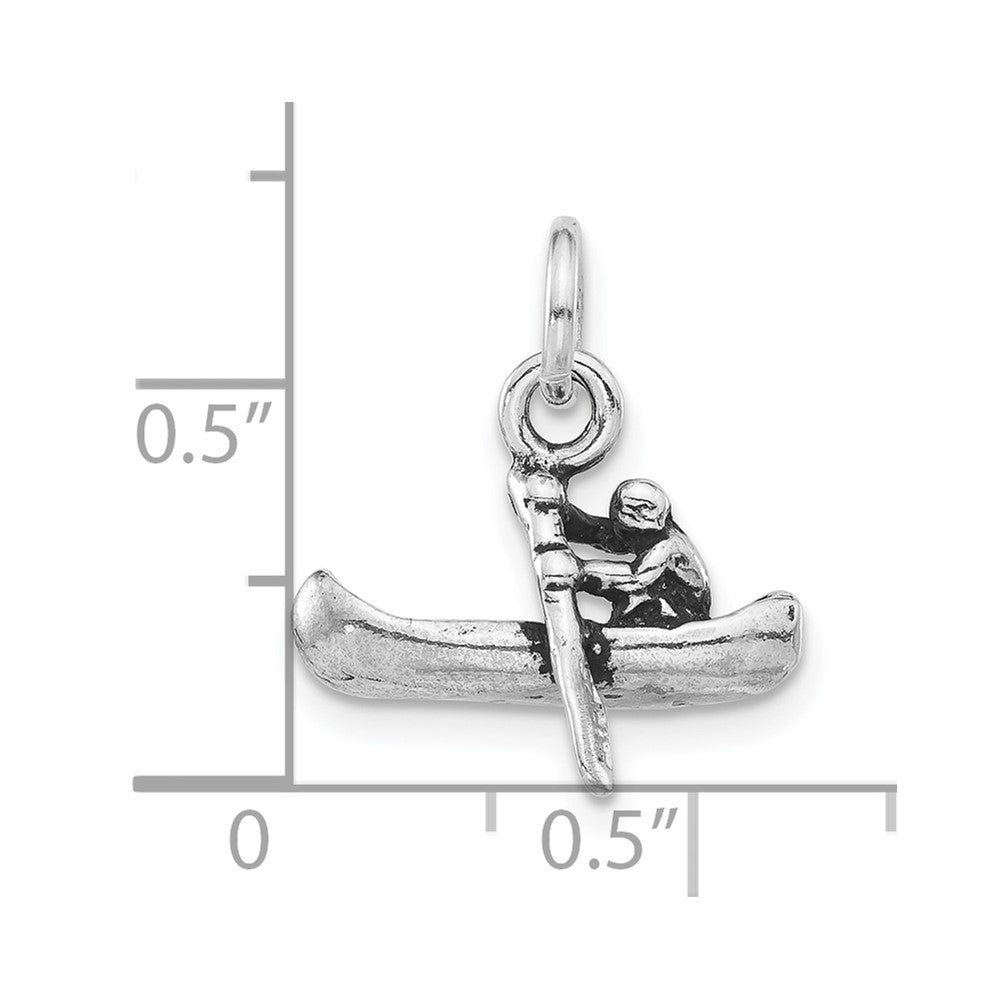Sterlingsilber Antikisiert 3d Man Rowing Boot Anhänger