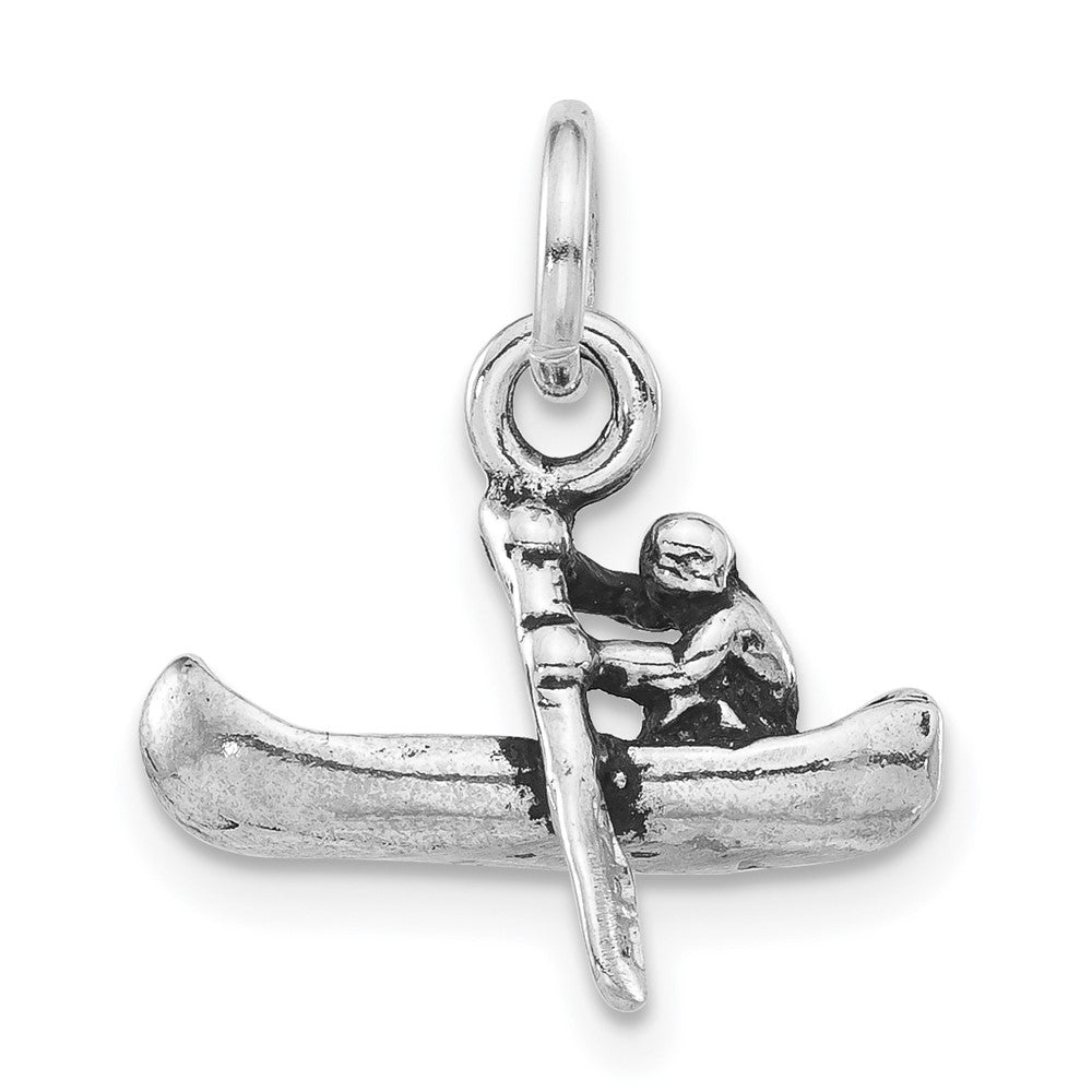 Sterlingsilber Antikisiert 3d Man Rowing Boot Anhänger