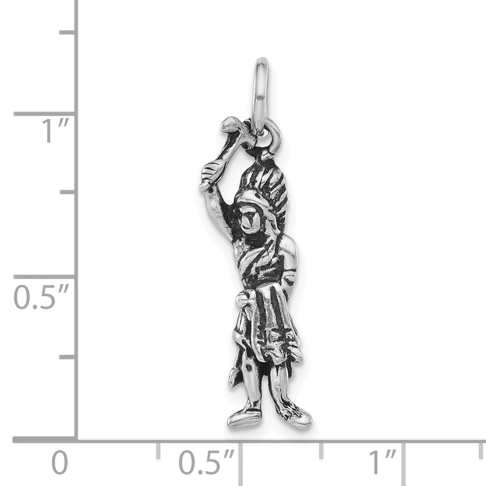 Sterlingsilber Poliert & Antikisiert 3-d Indigenous Man Anhänger