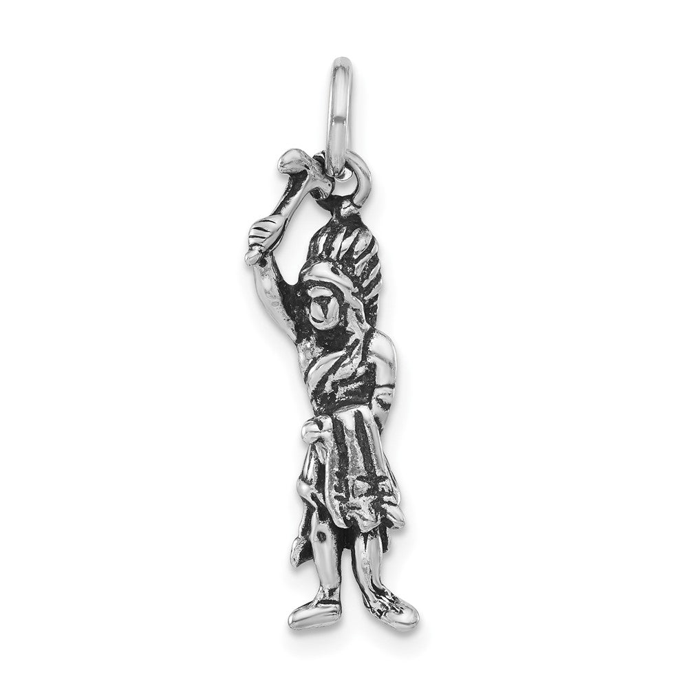 Sterlingsilber Poliert & Antikisiert 3-d Indigenous Man Anhänger