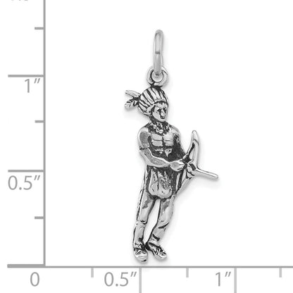 Sterlingsilber Antikisiert Indigenous Man mit Schleife & Pfeil Anhänger