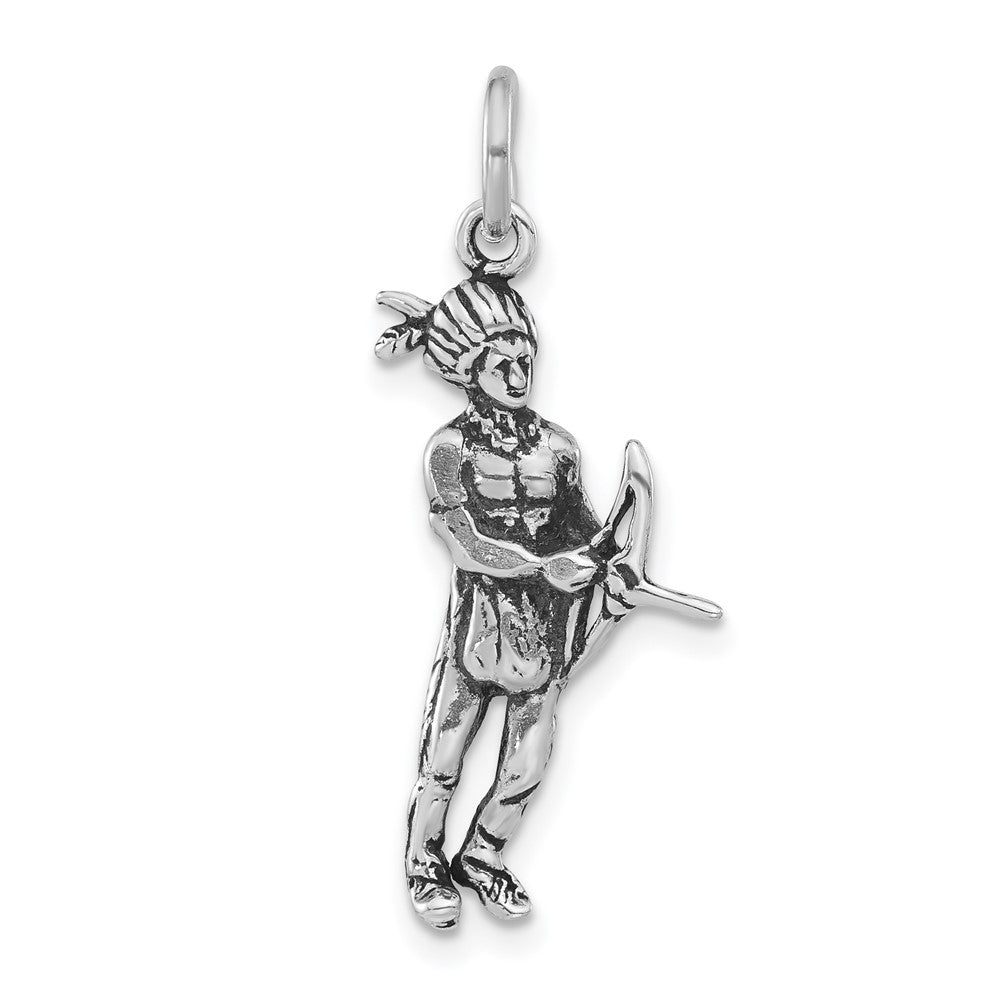 Sterlingsilber Antikisiert Indigenous Man mit Schleife & Pfeil Anhänger