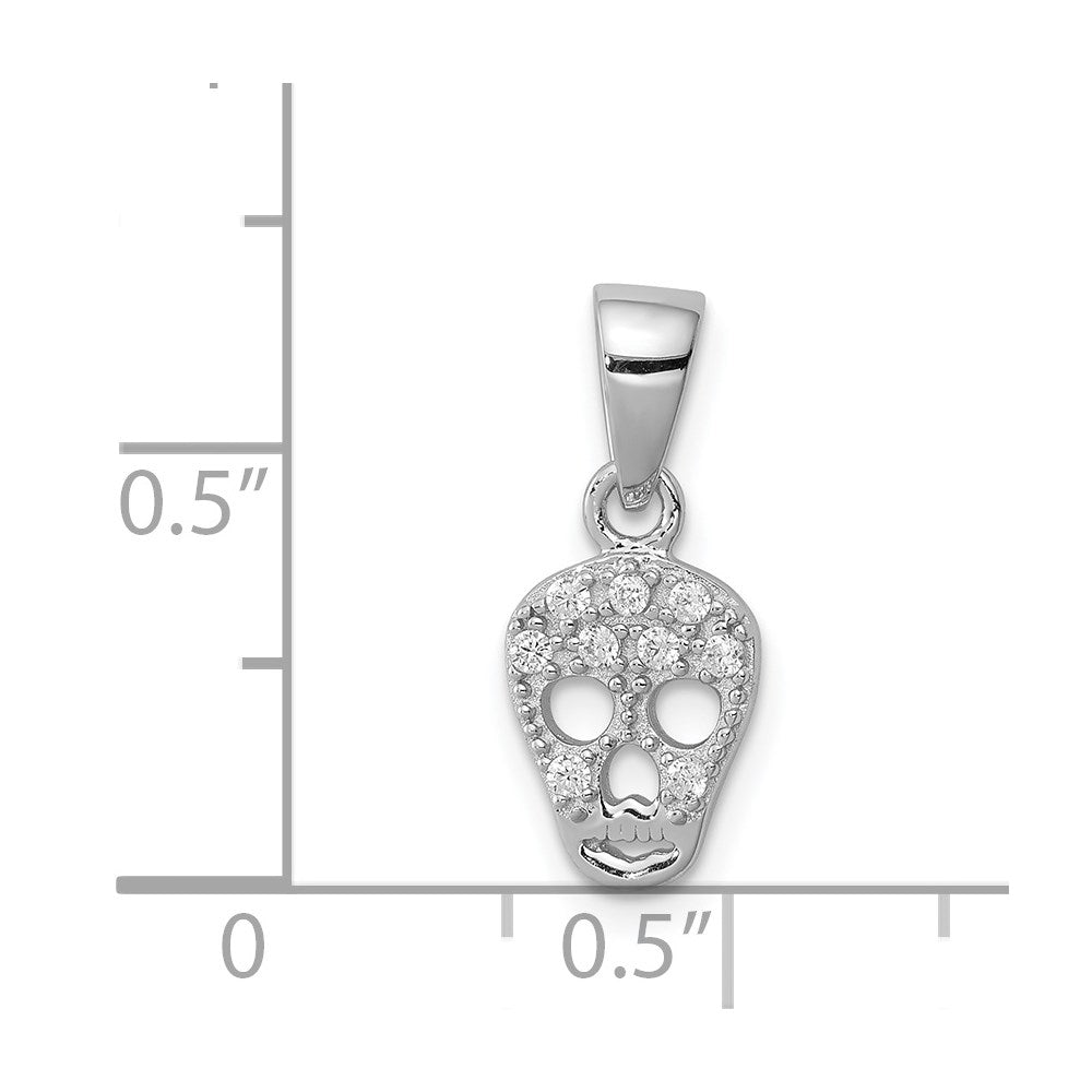 Sterlingsilber Rhodiniert Zirkonia Totenkopf Anhänger
