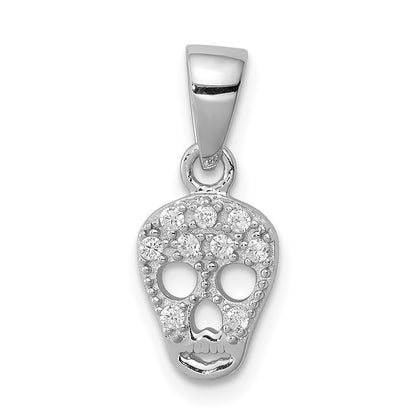Sterlingsilber Rhodiniert Zirkonia Totenkopf Anhänger
