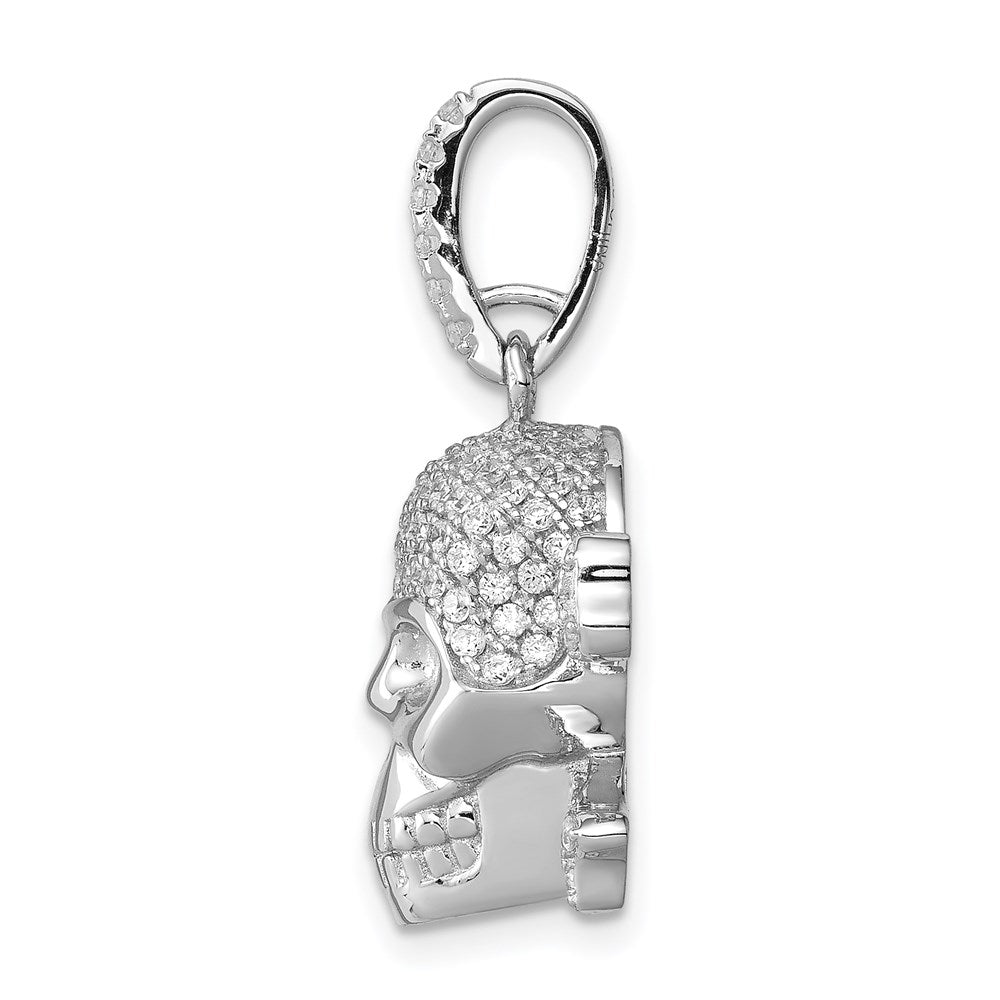 Sterlingsilber Rhodiniert & Zirkonia Totenkopf Anhänger