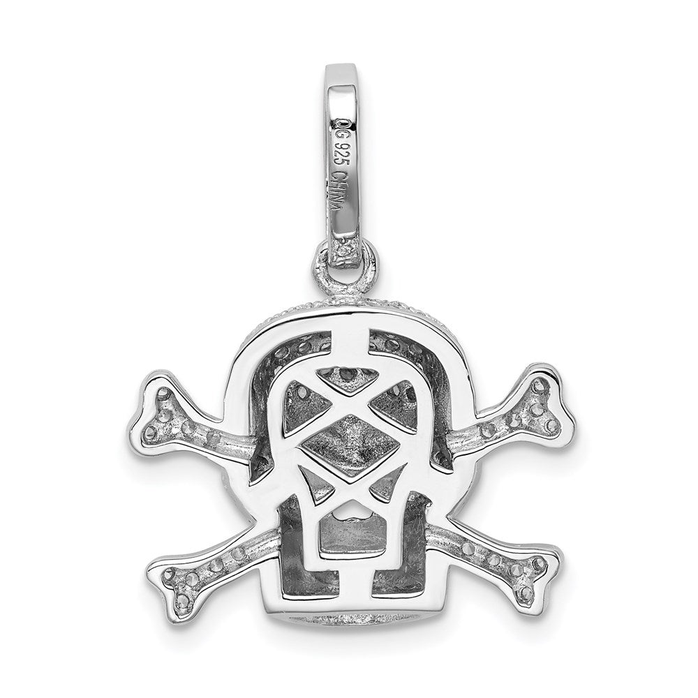 Sterlingsilber Rhodiniert & Zirkonia Totenkopf Anhänger