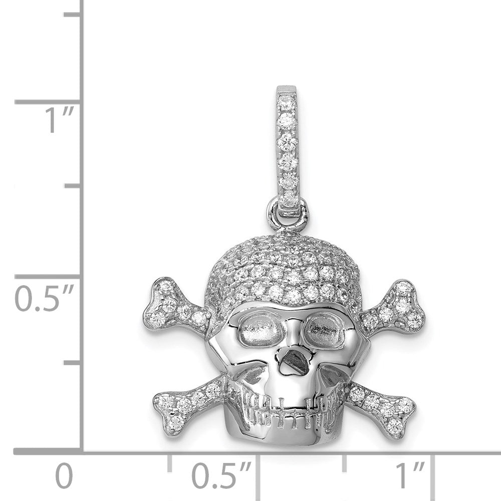 Sterlingsilber Rhodiniert & Zirkonia Totenkopf Anhänger