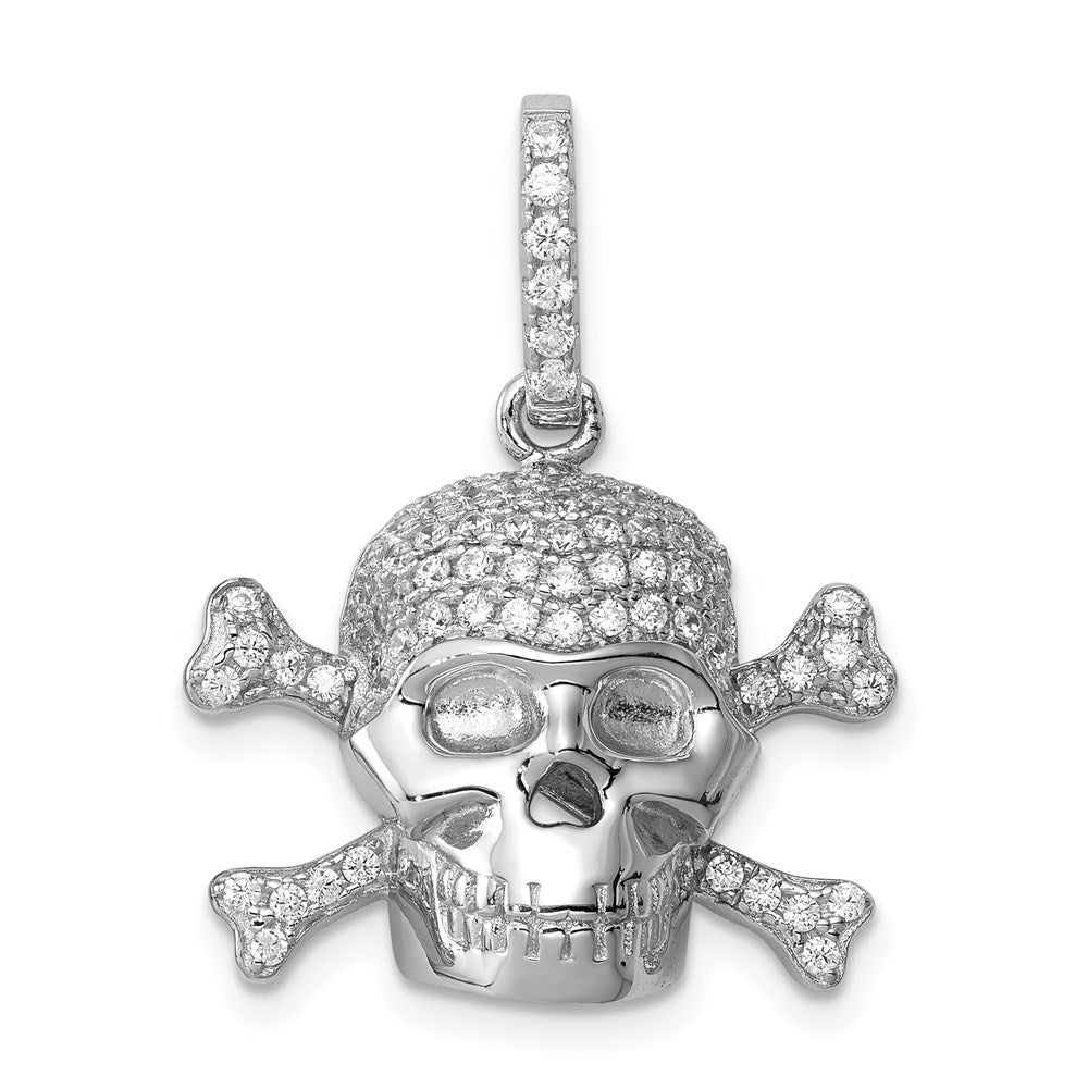 Sterlingsilber Rhodiniert & Zirkonia Totenkopf Anhänger