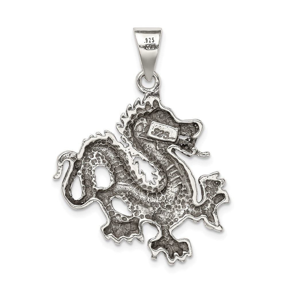 Sterlingsilber Antikisiert & Strukturiert Chinese Drache Anhänger