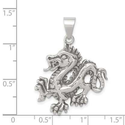 Sterlingsilber Antikisiert & Strukturiert Chinese Drache Anhänger