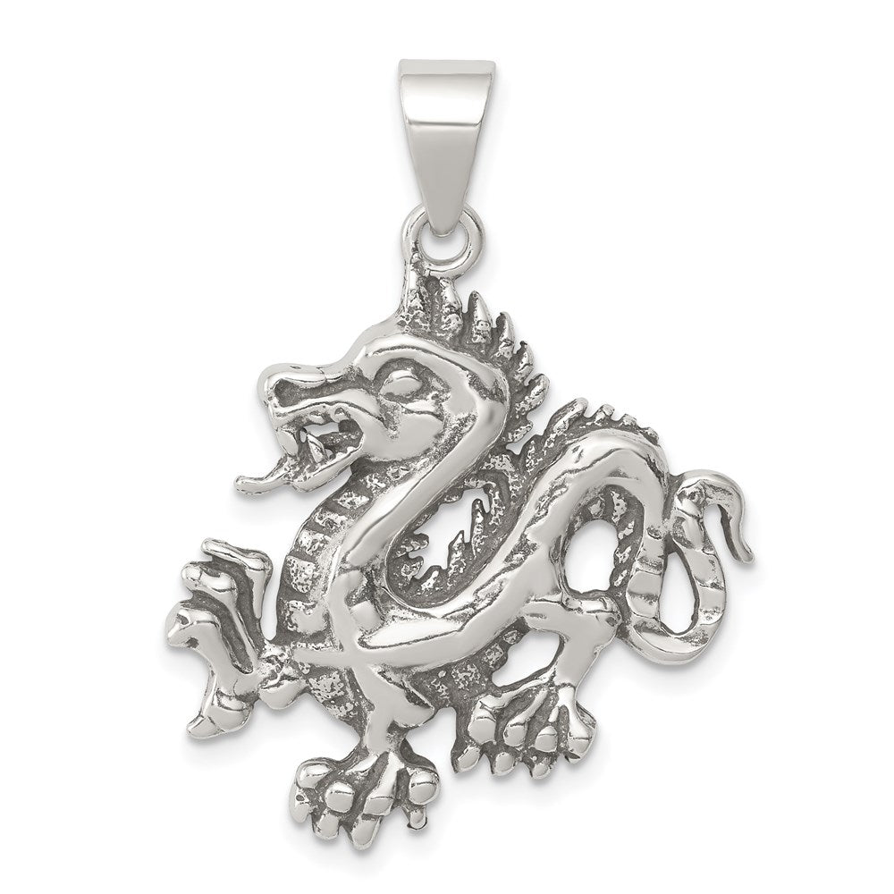 Sterlingsilber Antikisiert & Strukturiert Chinese Drache Anhänger