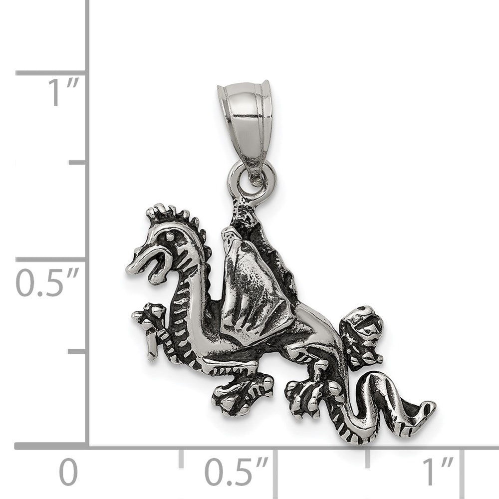Sterlingsilber Antikisiert Flying Drache Anhänger