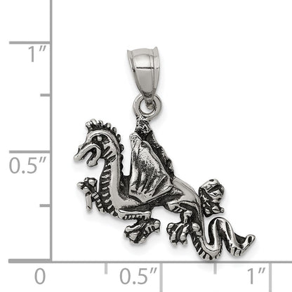Sterlingsilber Antikisiert Flying Drache Anhänger