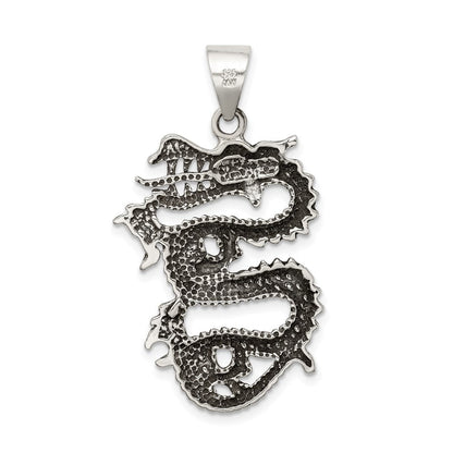 Sterlingsilber Antikisiert Drache mit Tongue Außen Anhänger