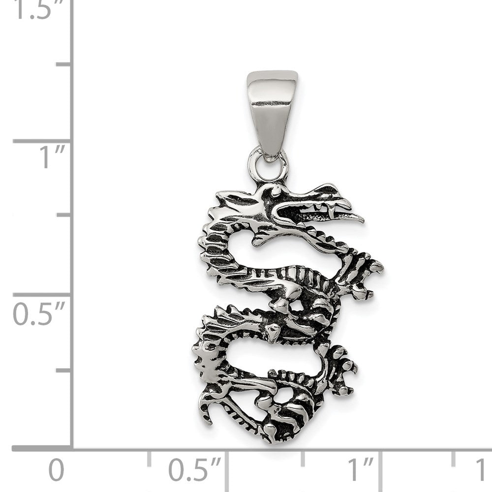 Sterlingsilber Antikisiert & Strukturiert Drache Anhänger