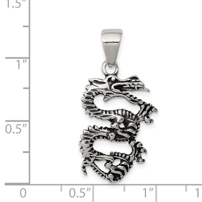 Sterlingsilber Antikisiert & Strukturiert Drache Anhänger