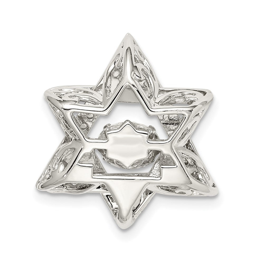 Sterlingsilber Platin-beschichtet Poliert Lebhaft Zirkonia Stern Of David Anhänger