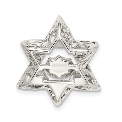 Sterlingsilber Platin-beschichtet Poliert Lebhaft Zirkonia Stern Of David Anhänger