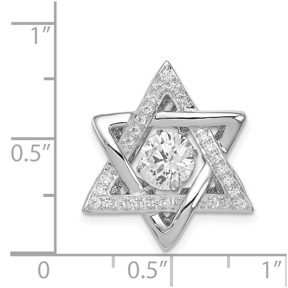Sterlingsilber Platin-beschichtet Poliert Lebhaft Zirkonia Stern Of David Anhänger