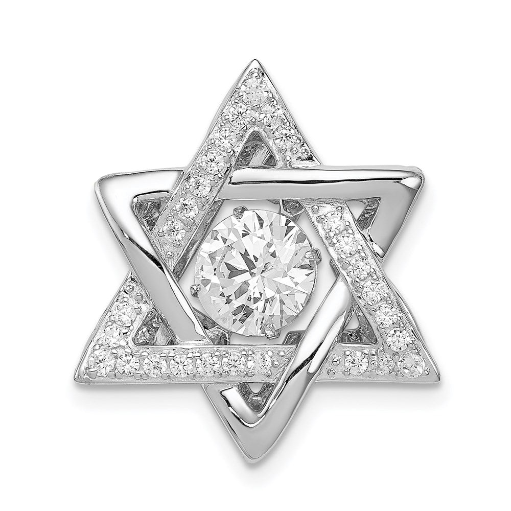 Sterlingsilber Platin-beschichtet Poliert Lebhaft Zirkonia Stern Of David Anhänger