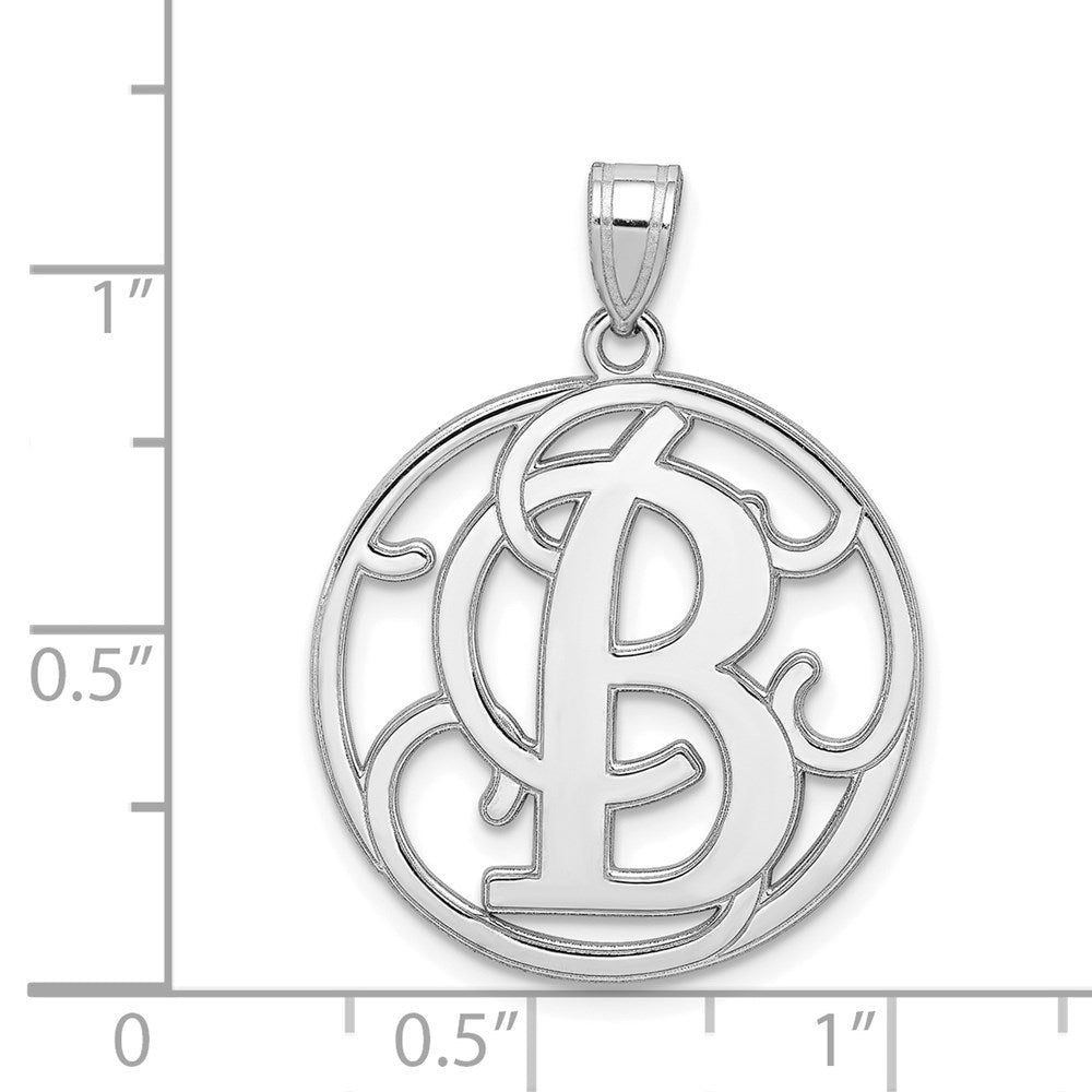 Sterlingsilber Rhodiniert Fantasie Schreibschrift Buchstabe B Initiale Anhänger
