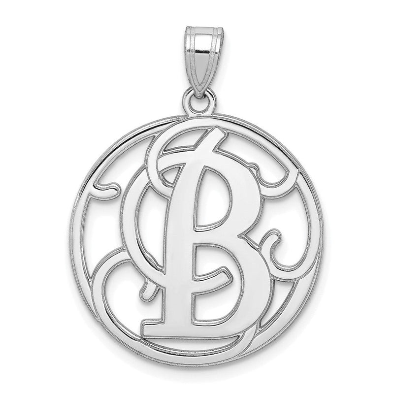 Sterlingsilber Rhodiniert Fantasie Schreibschrift Buchstabe B Initiale Anhänger