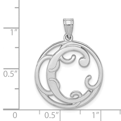 Sterlingsilber Rhodiniert Fantasie Schreibschrift Buchstabe C Initiale Anhänger