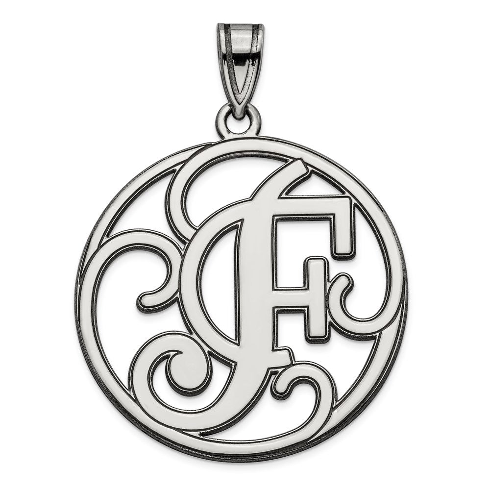 Sterlingsilber Rhodiniert Fantasie Schreibschrift Buchstabe F Initiale Anhänger